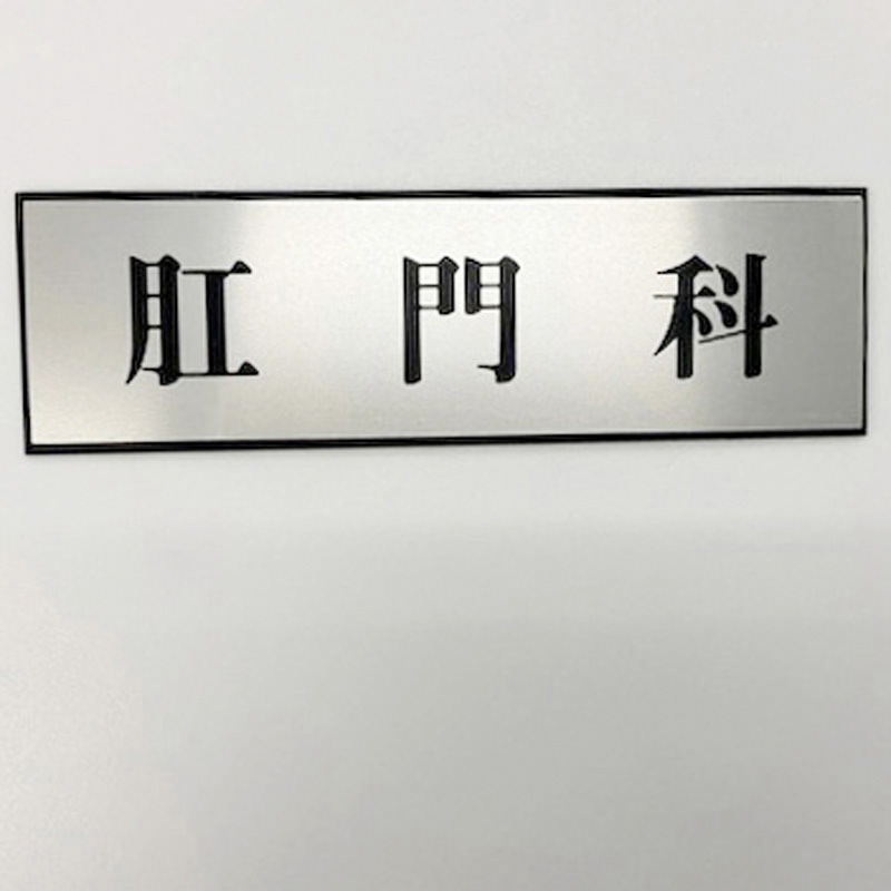 PL110-33 サインプレート 肛門科 光 ・シルバー・黒色 粘着テープ取付 厚さ3mm縦60mm横200mm 1箱(5枚) PL110-33 7,883円