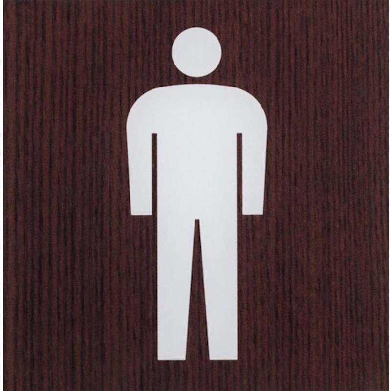 WMS1008-1 サインプレート 男子マーク 光 アクリルマット透明 粘着テープ取付 ウォールナット色 1箱(5枚) WMS1008-1