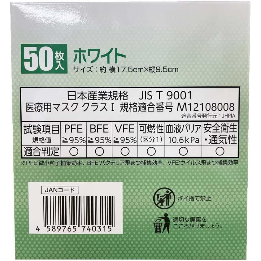 コホウソウ50マイイリ サージカルフェイスマスク 個包装 つばさ
