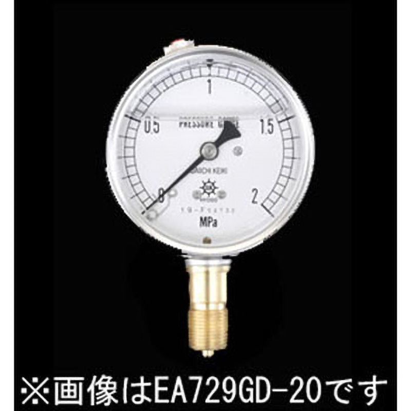 EA729GE-250 75mm/ 0-25MPa 圧力計(グリセリン入) エスコ G3/8 A枠(立型つば無し)