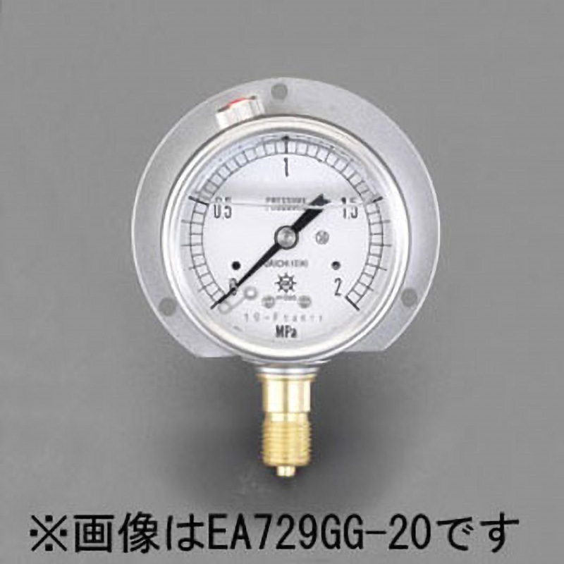 EA729GH-100 75mm/ 0-10MPa つば付圧力計(グリセリン入) エスコ G3/8