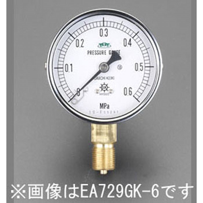 EA729GL-16 75mm/0-1.6MPa 圧力計(耐脈動圧形) エスコ G1/4 A枠(立型つば無し)