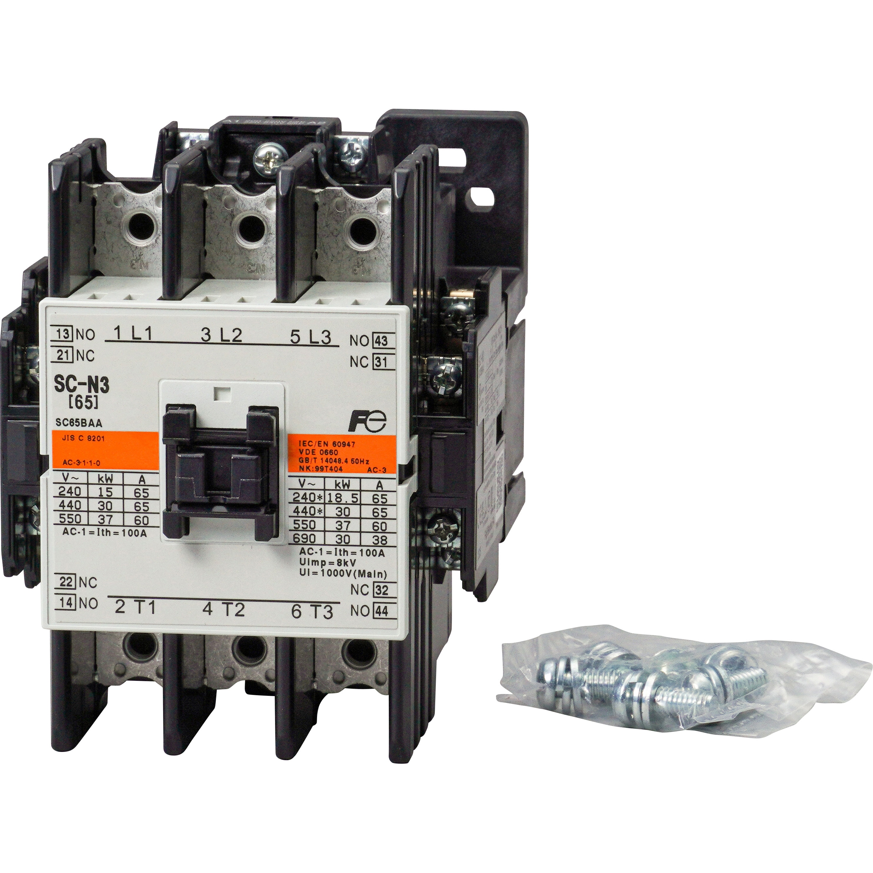 富士電機 SC-N3 標準形 電磁接触器 主回路200V ケースカバーなし 補助