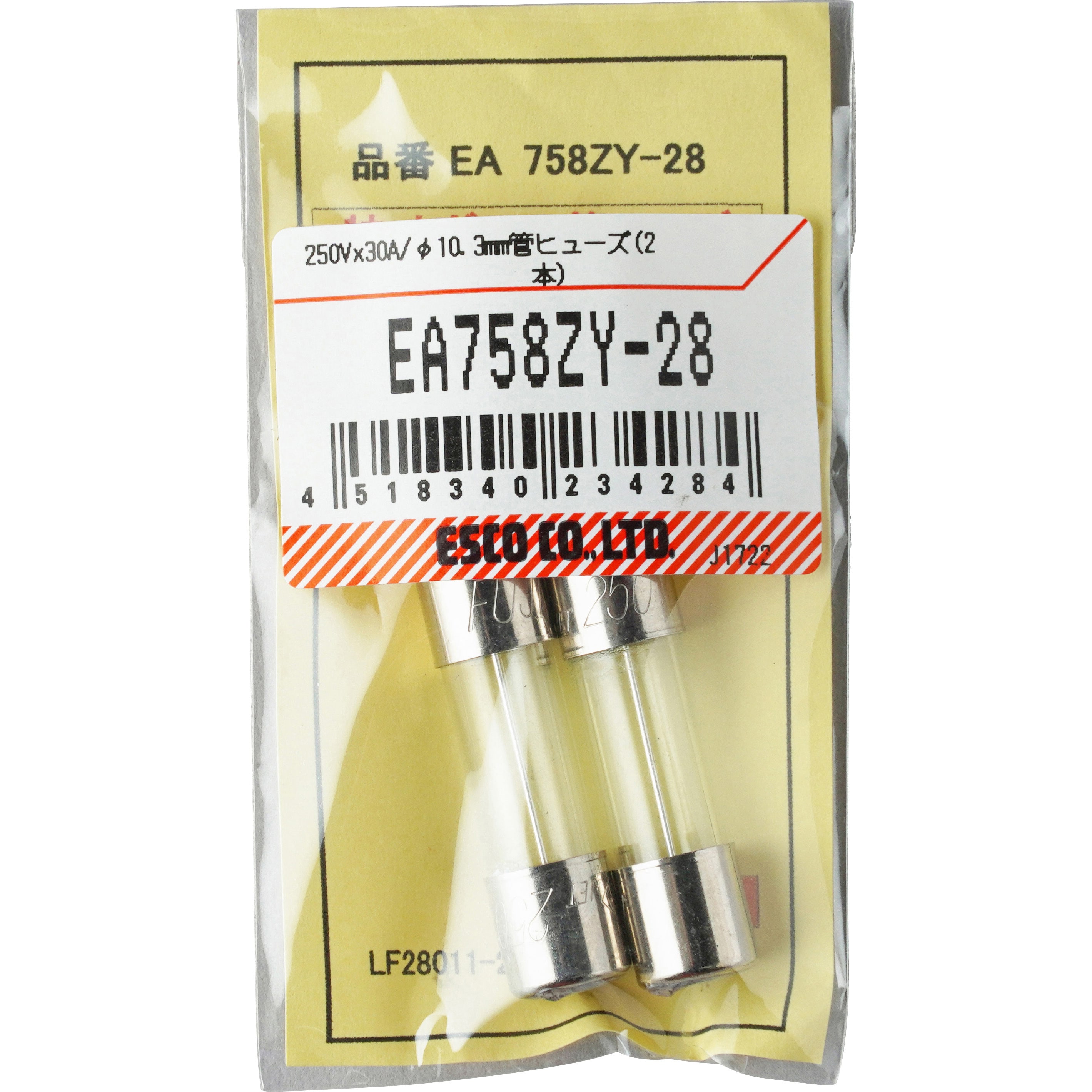 エスコ EA758ZX-6 6Ａｘ250Ｖ 5.2mm 径ヒューズ （10本） - ネジ・釘 