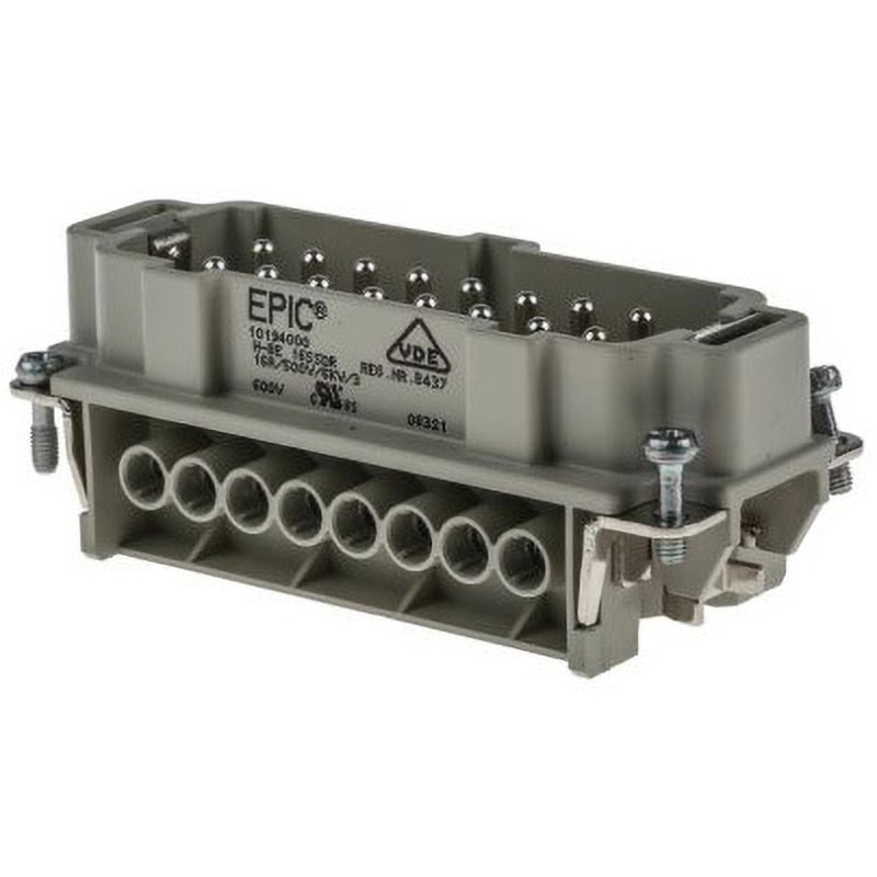 10194000 Epic Contact ヘビーデューティコネクタ H-BE シリーズ オス 16極 16A 600 V Epic Contact ストレート ケーブルマウント 埋め込みネジ