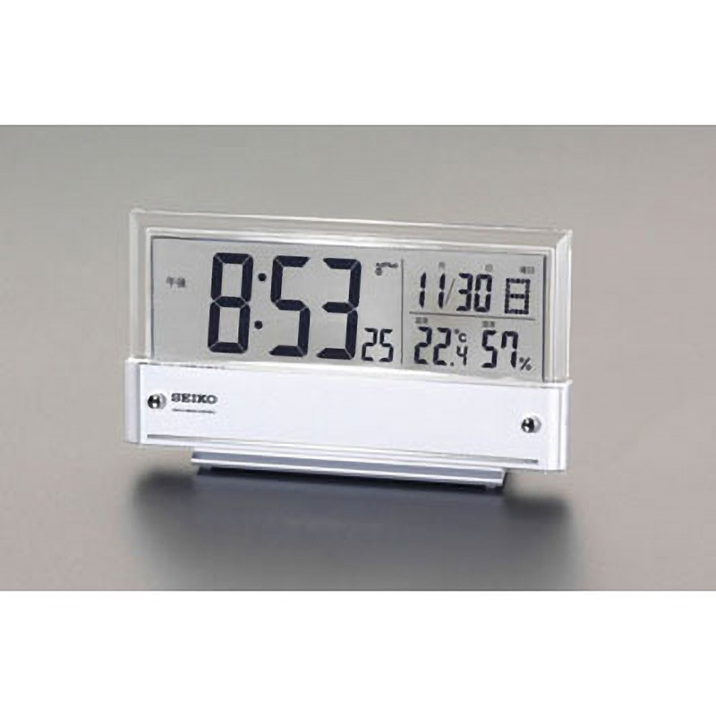 EA798CS-52B 107x190x41mm [電波]置 時 計(シースルーパネル) エスコ アラーム 温度計 湿度計付 6,880円