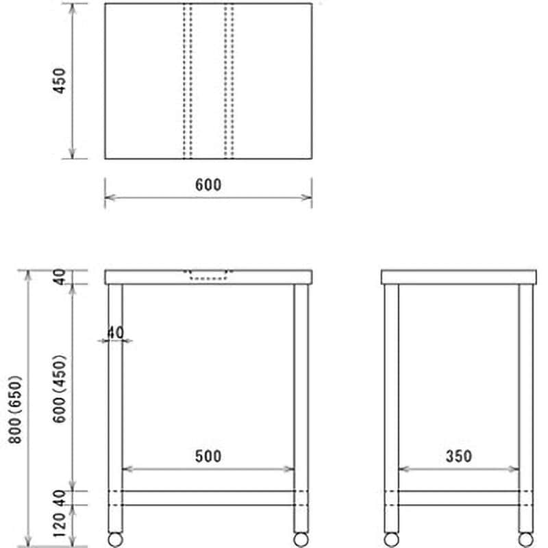 KTSA-600 ステンレス作業台 三方枠(SUS430) 東製作所 間口600mm奥行450mm高さ800mm - 【通販モノタロウ】