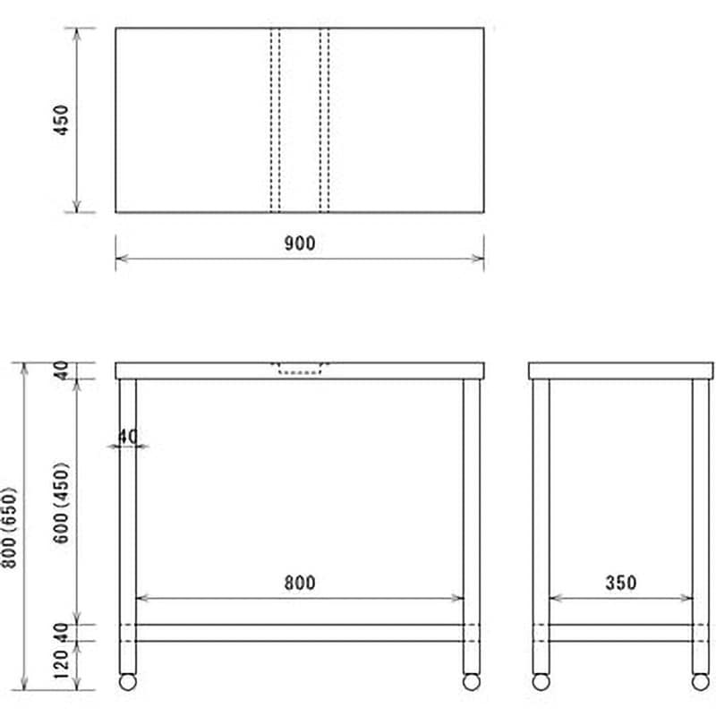KTSA-900 ステンレス作業台 三方枠(SUS430) 東製作所 間口900mm