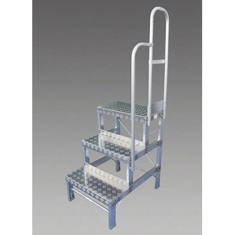 EA903XF-90 900mm/3段  踏 台 (右手すり付) エスコ 天板高さ0.9m天板幅340mm奥行600mm  EA903XF-90