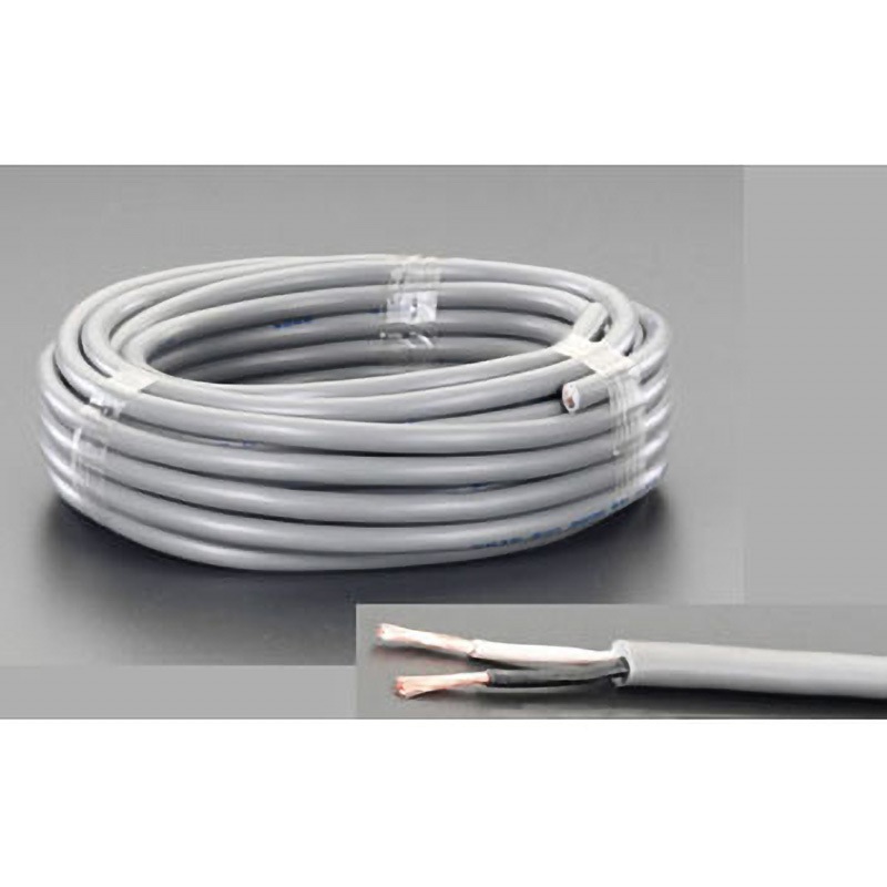 EA940AG-10 300V/22A/20m ビニールキャプタイヤ ケーブル(灰) エスコ 1個 EA940AG-10