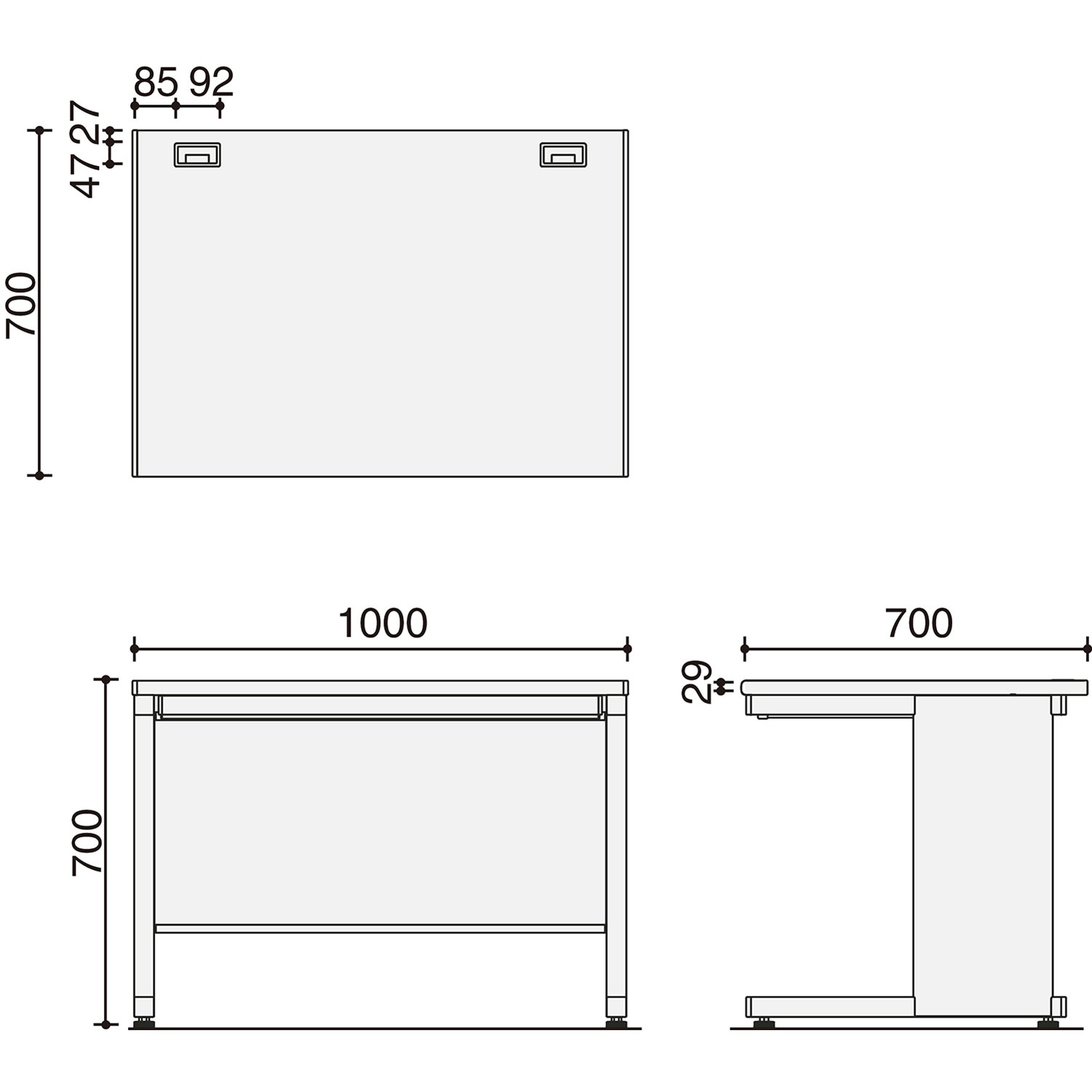 コクヨ品番 TKG-B107E6AMP2 ＩＮＶＥＮＴスタンダードデスクＤ７００　Ｗ１０００　Ｒミディアム／ブラック W1000xD700xH700 TKG-B107E6AMP2 INVENT 平机(配送・組立サービス付き) コクヨ 引出し