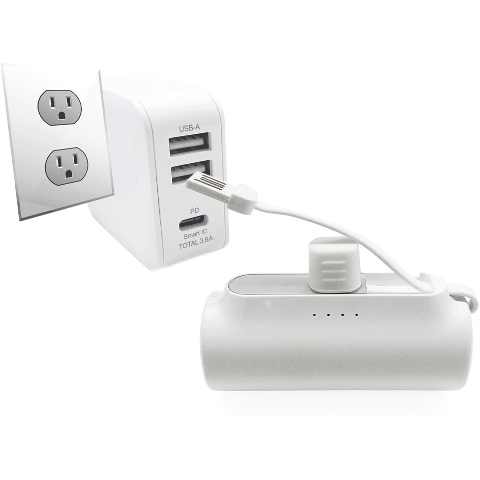 MB-T5000PD WH 横型5000mA モバイルバッテリー Type-C エアー