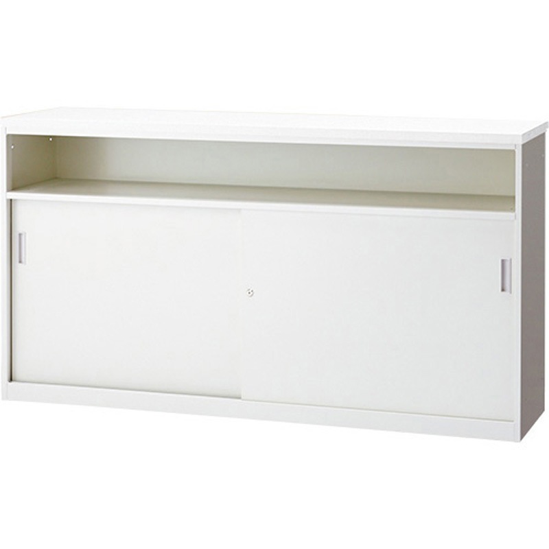 FK-18HT W4 FKカウンター ハイカウンター中棚付引違い(組立サービス付き) プラス[家具] ホワイト色 高さ950mm幅1760mm奥行450mm  FK-18HT W4