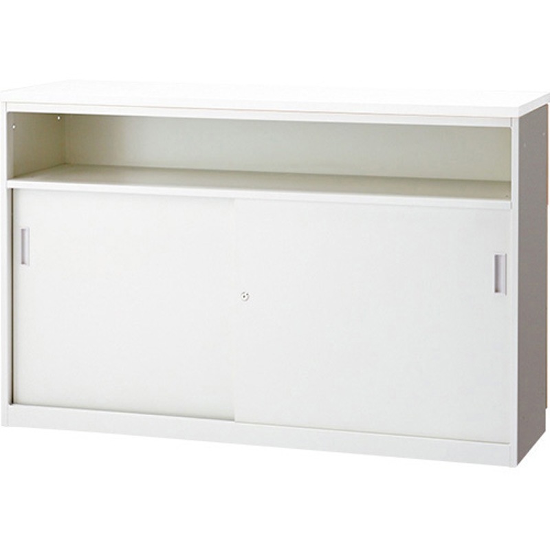 FK-15HT W4 FKカウンター ハイカウンター中棚付引違い(組立サービス付き) プラス[家具] ホワイト色 高さ950mm幅1500mm奥行450mm  FK-15HT W4