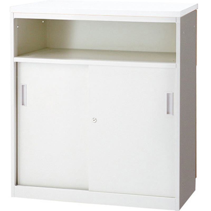 FK-09HT W4 FKカウンター ハイカウンター中棚付引違い(組立サービス付き) プラス[家具] ホワイト色 高さ950mm幅880mm奥行450mm  FK-09HT W4