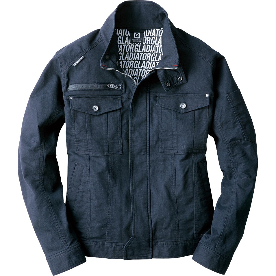 GA-3910 GLADIATOR ストレッチコードピケジャケット GA-3910 コーコス信岡 名入れ可 長袖ブルゾン ネイビー色 3L着丈66cm