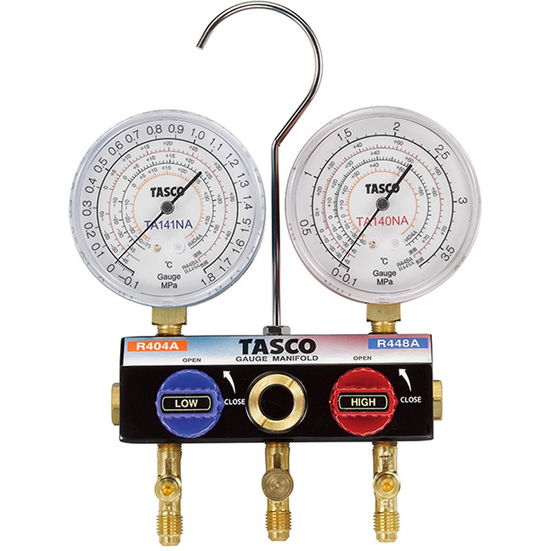 TA124ZAV R448A・R449A・R404Aハイブリッドゲージマニホールドキット(92cmバルブ付チャージホース) 1セット イチネンTASCO 【通販モノタロウ】