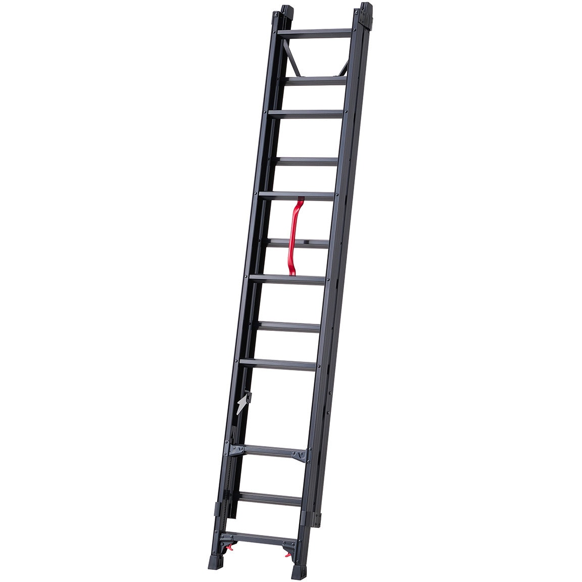 2脚まとめ買い aha5224 LUB2-38 脚部伸縮2連はしご ブラック・プッシュアップタイプ