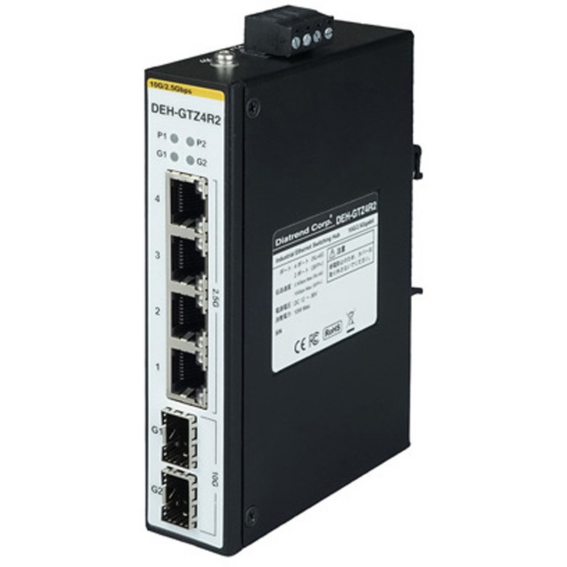 DEH-GTZ4R2 産業用イーサネットスイッチングハブ マルチギガビットタイプ SFP+ポート搭載 ダイヤトレンド DC12～36V(冗長電源) (逆極性保護)