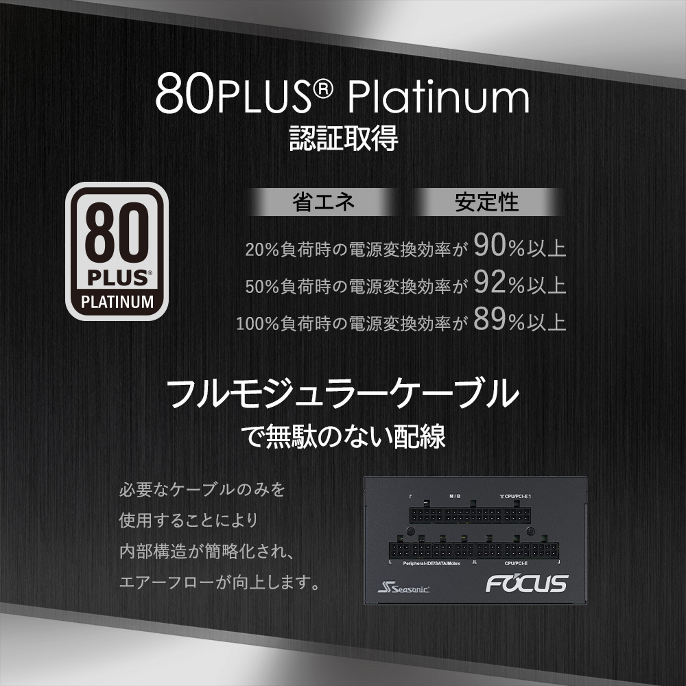 FOCUS-PX-750S Seasonic製80PLUS Platinum認証高性能電源ユニット 1個