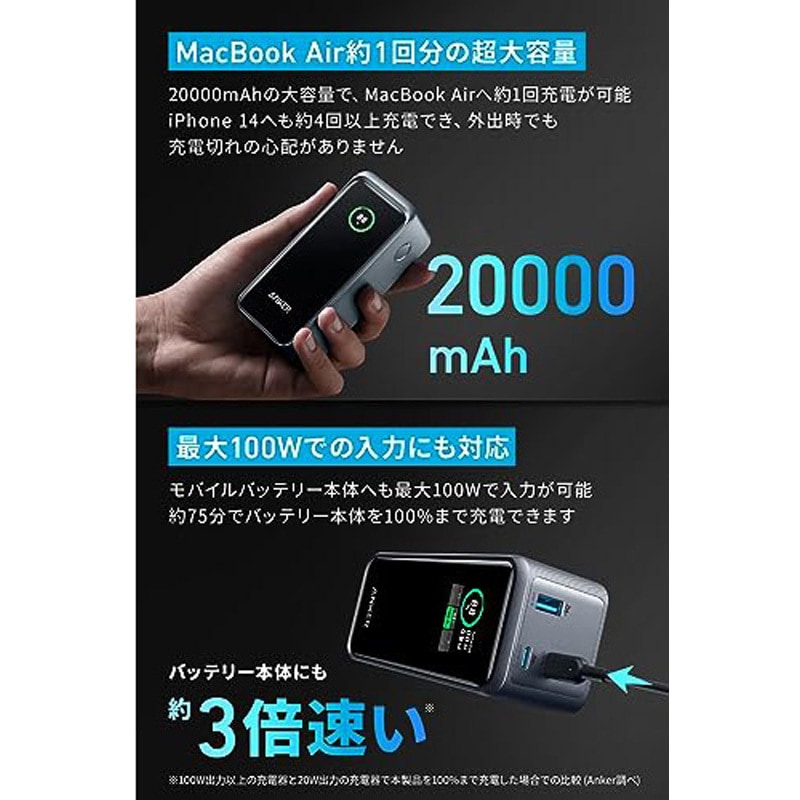 A1336011 Anker Prime Power Bank (20000mAh， 200W) Anker(アンカー