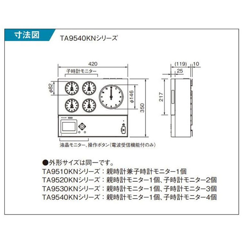 TA9511KN 親時計 壁掛け型 Panasonic(パナソニック) 電子式 【通販
