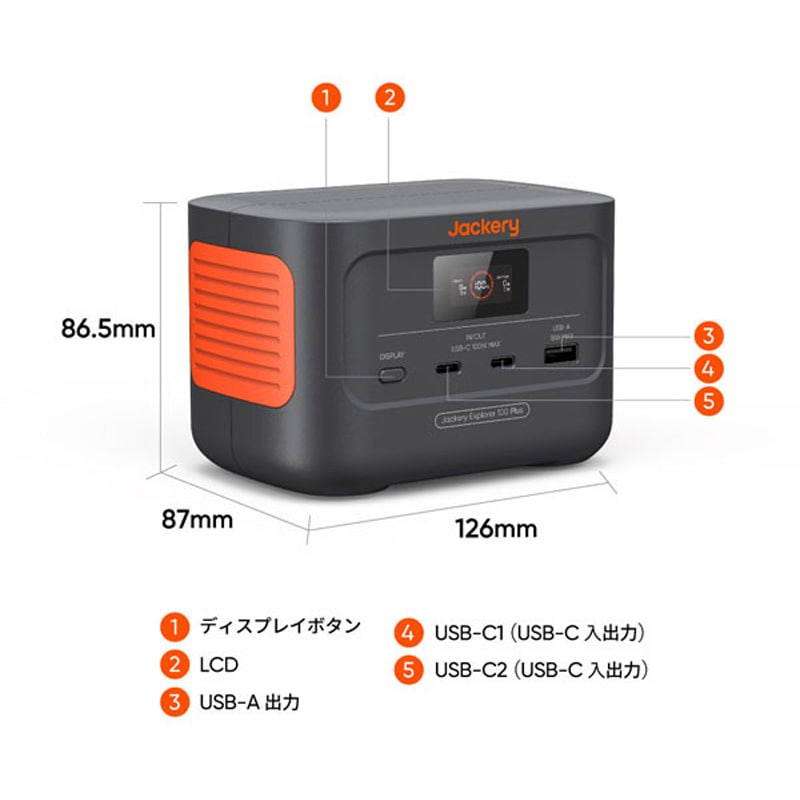 Jackery Explorer 100 Plus ポータブル電源 ジャクリ JE-100A Jackery ポータブル電源 100Plus Jackery(ジャクリ) 寸法12.5