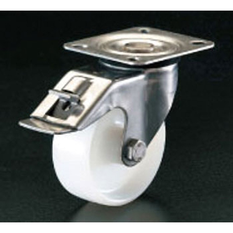 EA986HP-6 200mm キャスター(自在金具・前輪ブレーキ付) エスコ 回転ストッパー ナイロン6車輪 車輪幅50mm  EA986HP-6