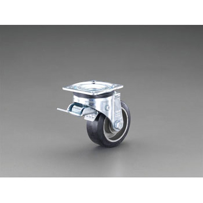 EA986JF-125 125mm キャスター(自在金具・前輪ブレーキ付) エスコ 回転ストッパー ソリッドラバー車輪 車輪幅40mm  EA986JF-125