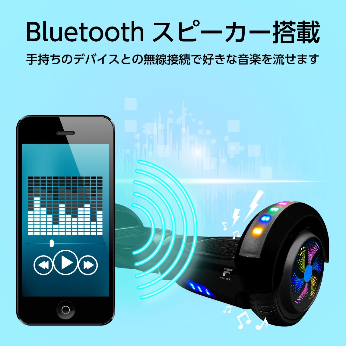 MF-BB004 タイヤサイズ6.5インチBluetoothスピーカー搭載電動バランスボード 1台 Fugu 【通販モノタロウ】