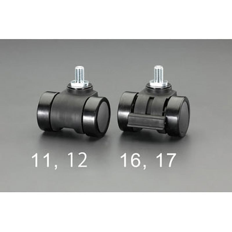 EA986TJ-16 66mm キャスター(ツインホイール・ブレーキ付) エスコ ストッパー有り 強化ナイロン車輪 自在 車輪幅106mm  EA986TJ-16