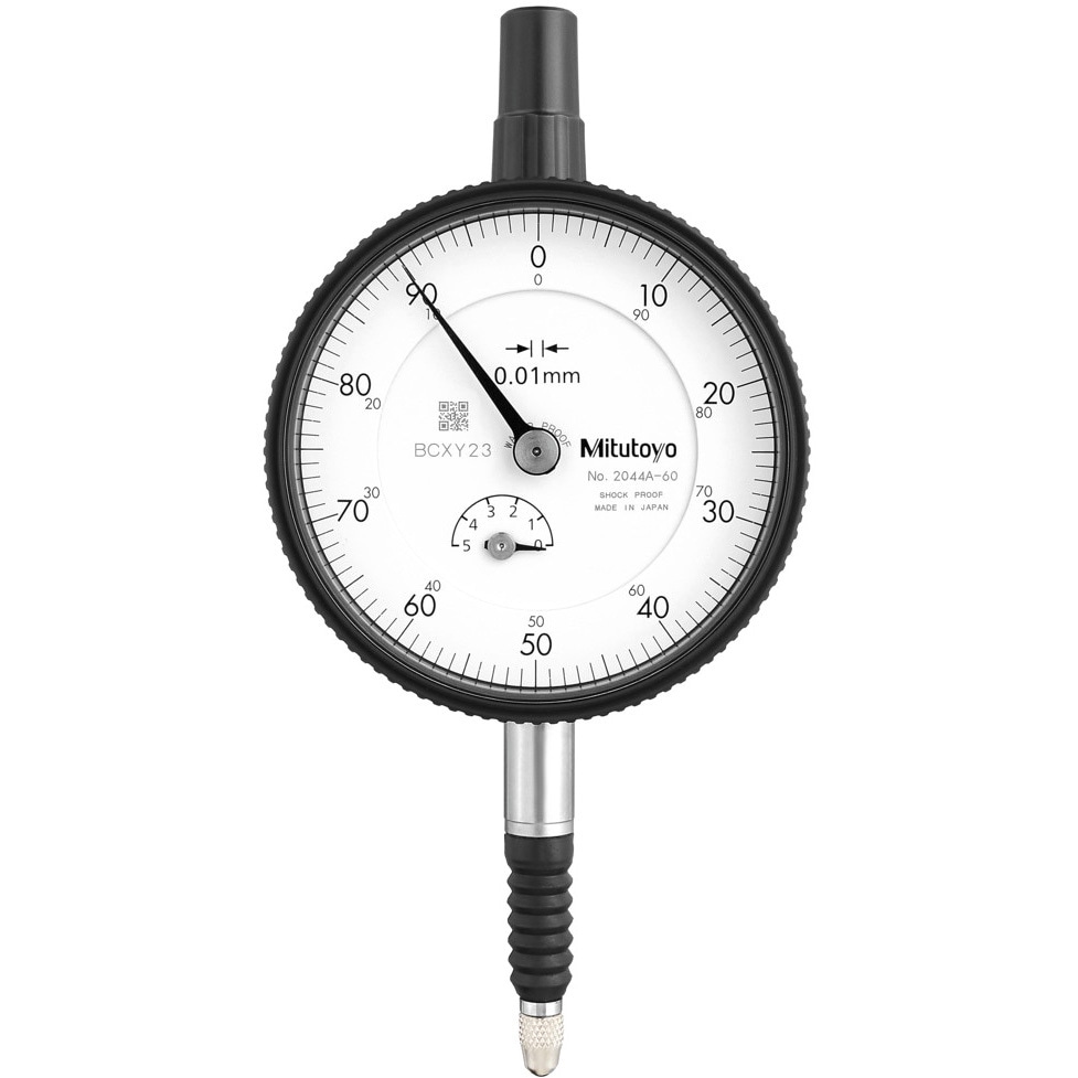 2044A-60(校正企業実施一般校正書・トレーサビリティ体系図付) 標準形ダイヤルゲージ(目量0.01mm) Mitutoyo(ミツトヨ) 連続目盛/防水(IP64)/上死点ダンパ仕様 測定範囲5mm