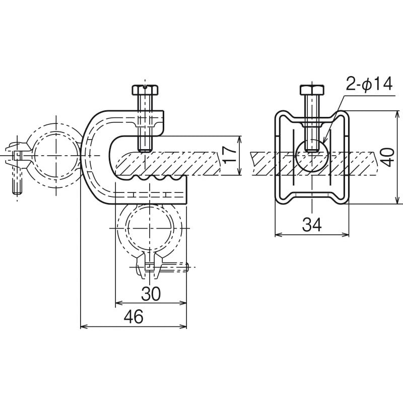 S-PH1 一般形鋼用管支持金具 1箱(20個) ネグロス電工 【通販モノタロウ】