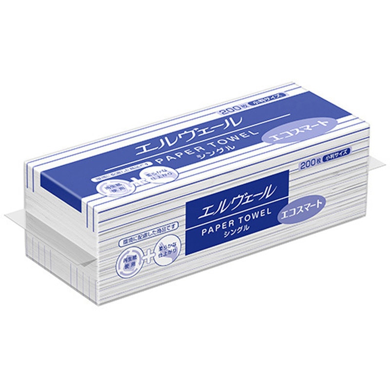 21000698 エルヴェール ペーパータオルエコスマート シングル エリエール 小判サイズ 1ケース(42袋×200枚)