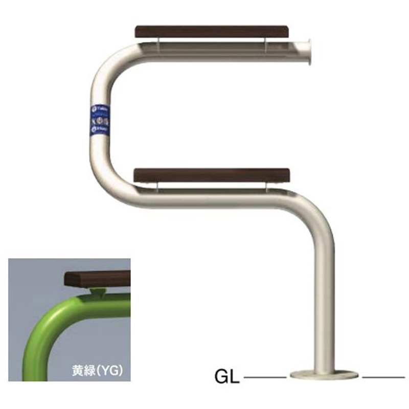 SPB-7B-L(YG) サポーター スマートベンチ ベース式 左側仕様 サンポール 寸法Φ60.5(t2.8) WP650×H1000mm