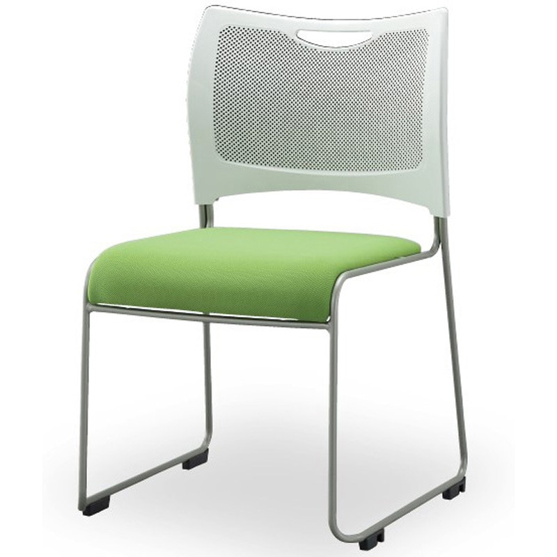 MCX-02DM-F 会議用椅子_MCXダイメトロールチェア アイリスチトセ スタッキング可 ポリプロピレン ホワイト/グリーン色 高さ790mm幅490mm奥行525mm  MCX-02DM-F