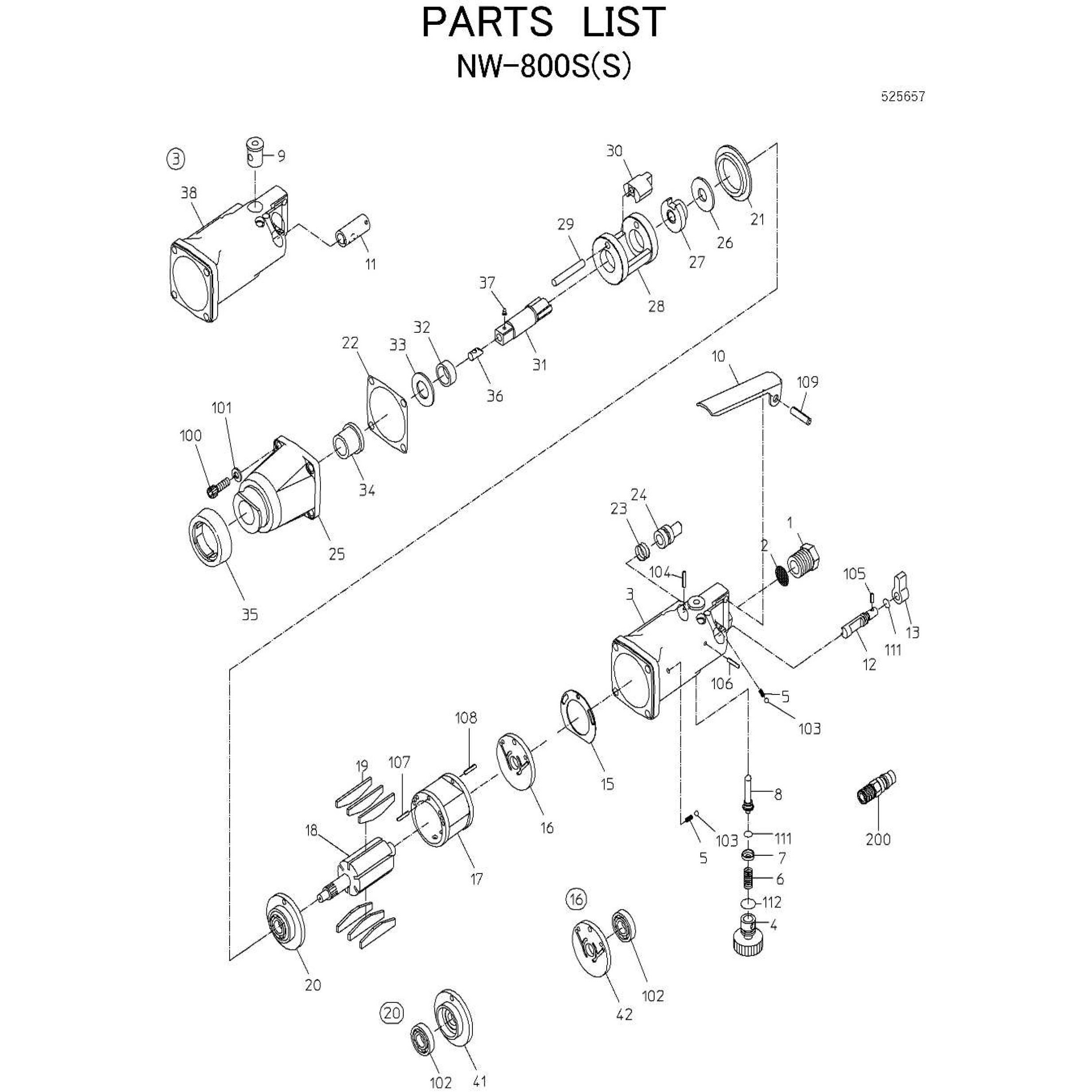 15203910 インパクトレンチ (ワンハンマタイプ)NW-800S(S) 部品 日本ニューマチック工業 ハンマフレーム