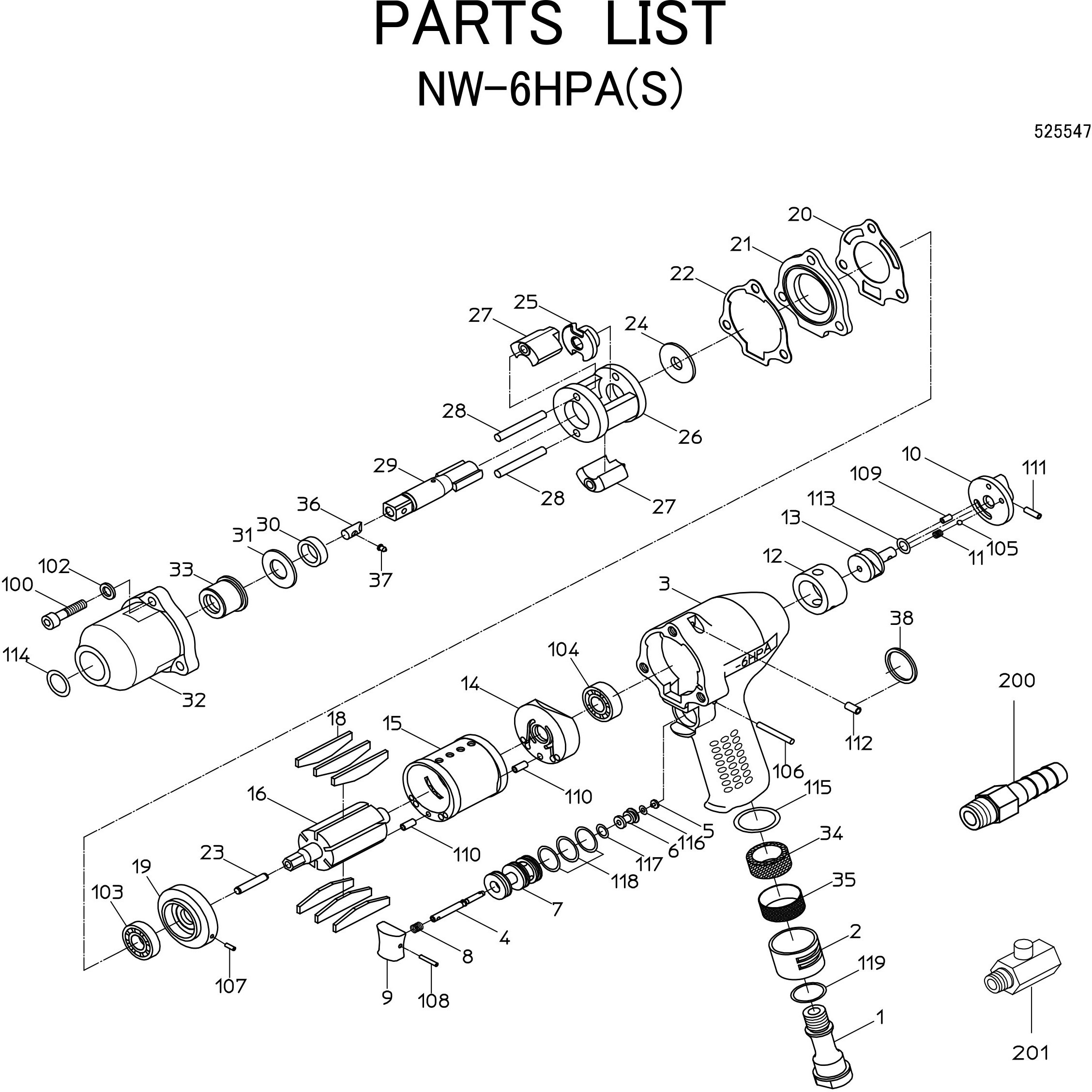 61200060 インパクトレンチ (ツーハンマタイプ) NW-6HPA(S) 部品 日本