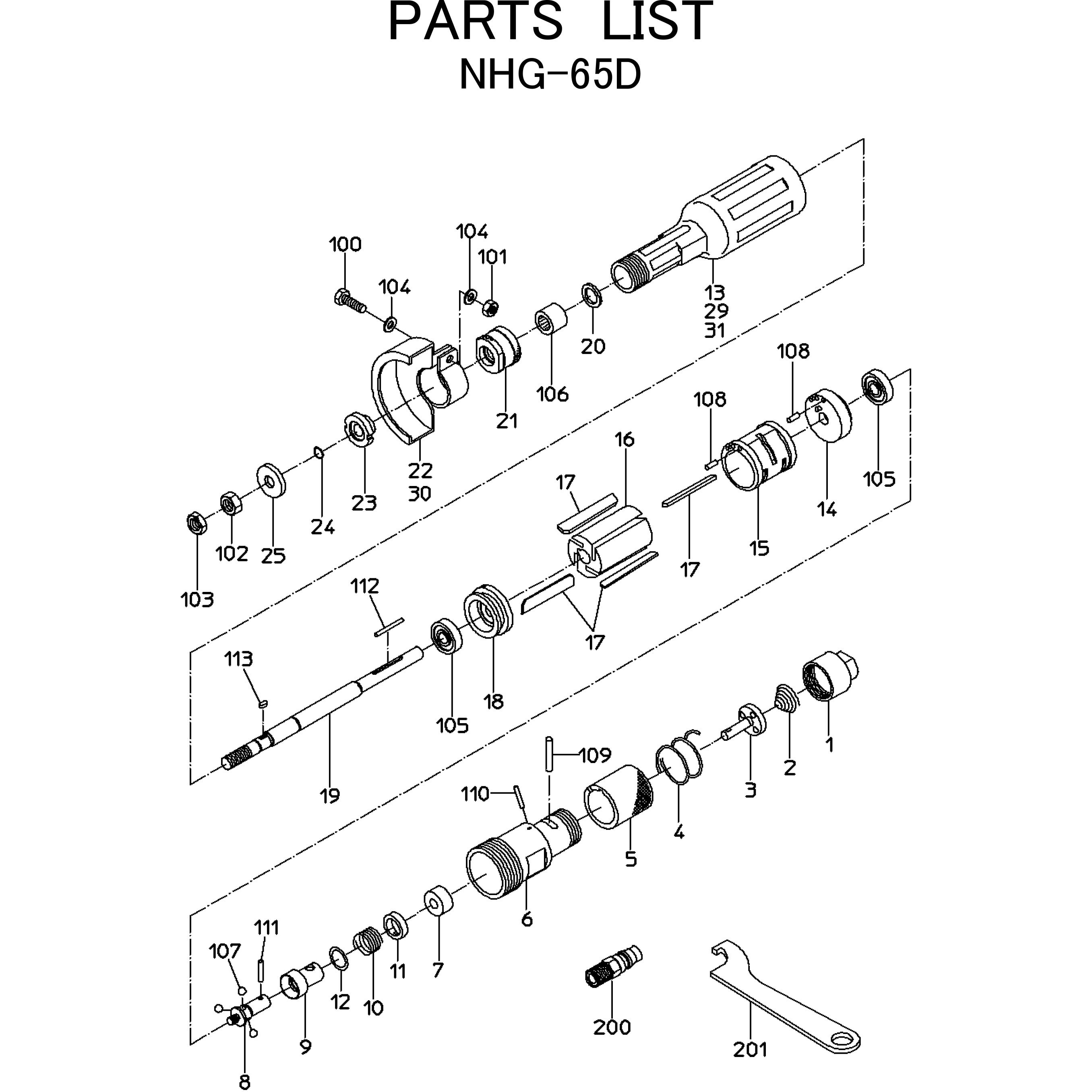 15003170 ストレートグラインダ NHG-65D 部品 日本ニューマチック工業 シリンダ