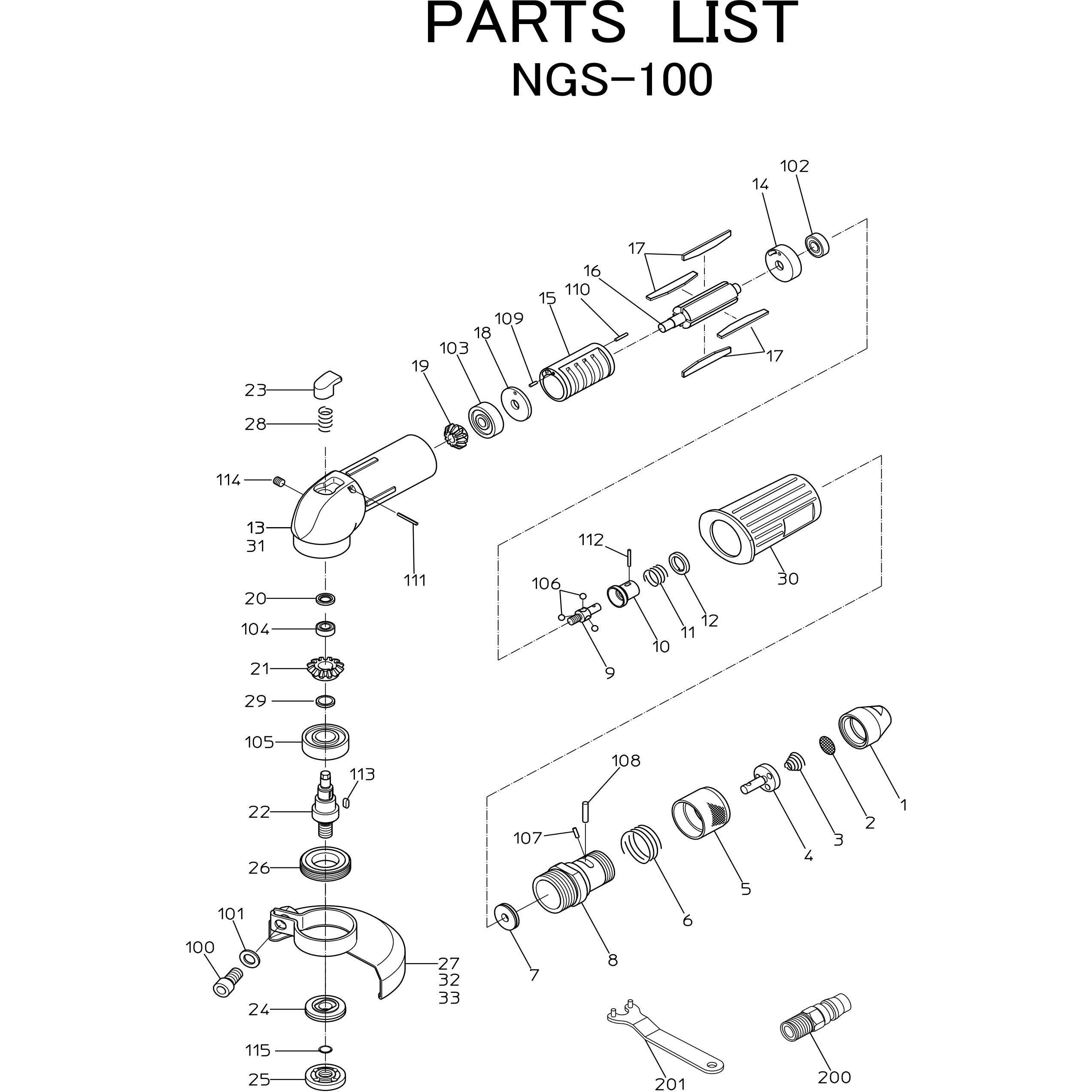 28201156 アングルグラインダ NGS-100 部品 1個 日本ニューマチック
