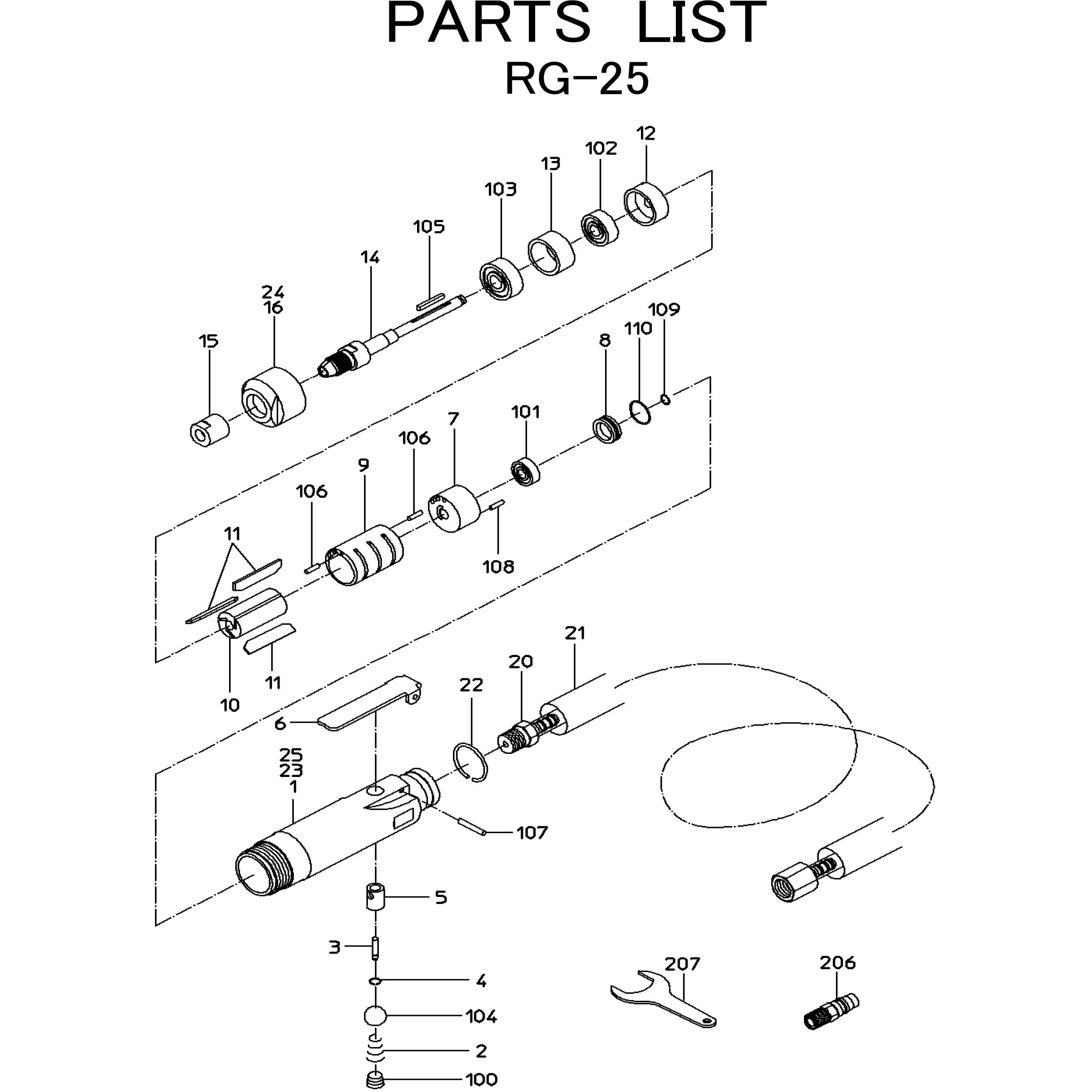 15000930 ダイグラインダ RG-25 部品 日本ニューマチック工業 ロータ