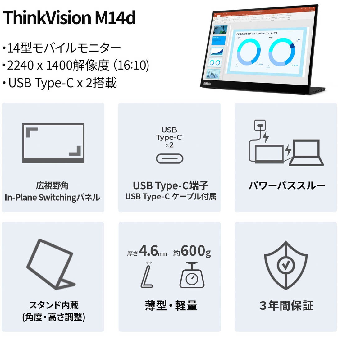 Lenovo Thinkvision M14d 再整備品？ Lenovo ThinkVision M14dの実機レビュー - パソコンガイド