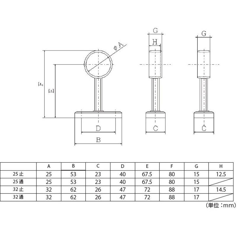 ロータリーブラケット 32mm 止 回転式ブラケット 首長 フジテック・ジャパン クロームメッキ