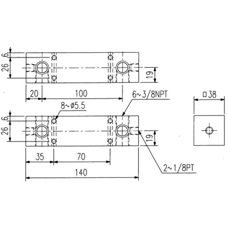 B-2-1 マニホールド アウトブロック エナパック 2口・アウトブロック仕様   B-2-1