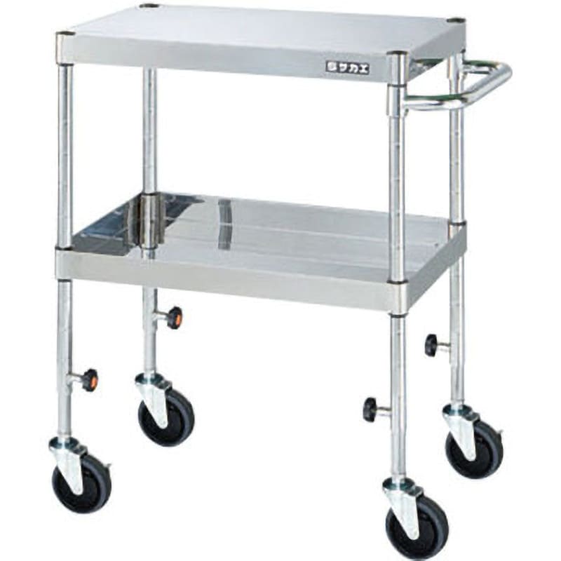 TCSP4-6072SE ステンレスCSパールワゴン(高さ調整タイプ/サイレントエラストマー車/H725~975) サカエ 間口600mm奥行400mm TCSP4-6072SE