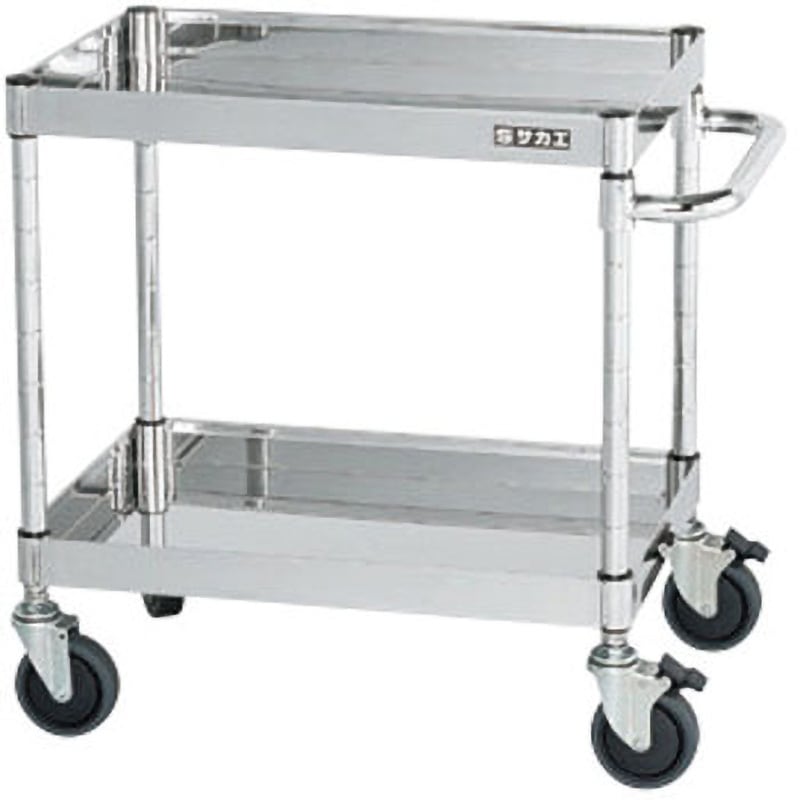 CSP4-6062DSE ステンレスCSパールワゴン(SUS430/サイレントエラストマー車/ダブルストッパー仕様) サカエ 2段 間口600mm奥行400mm高さ606mm  CSP4-6062DSE