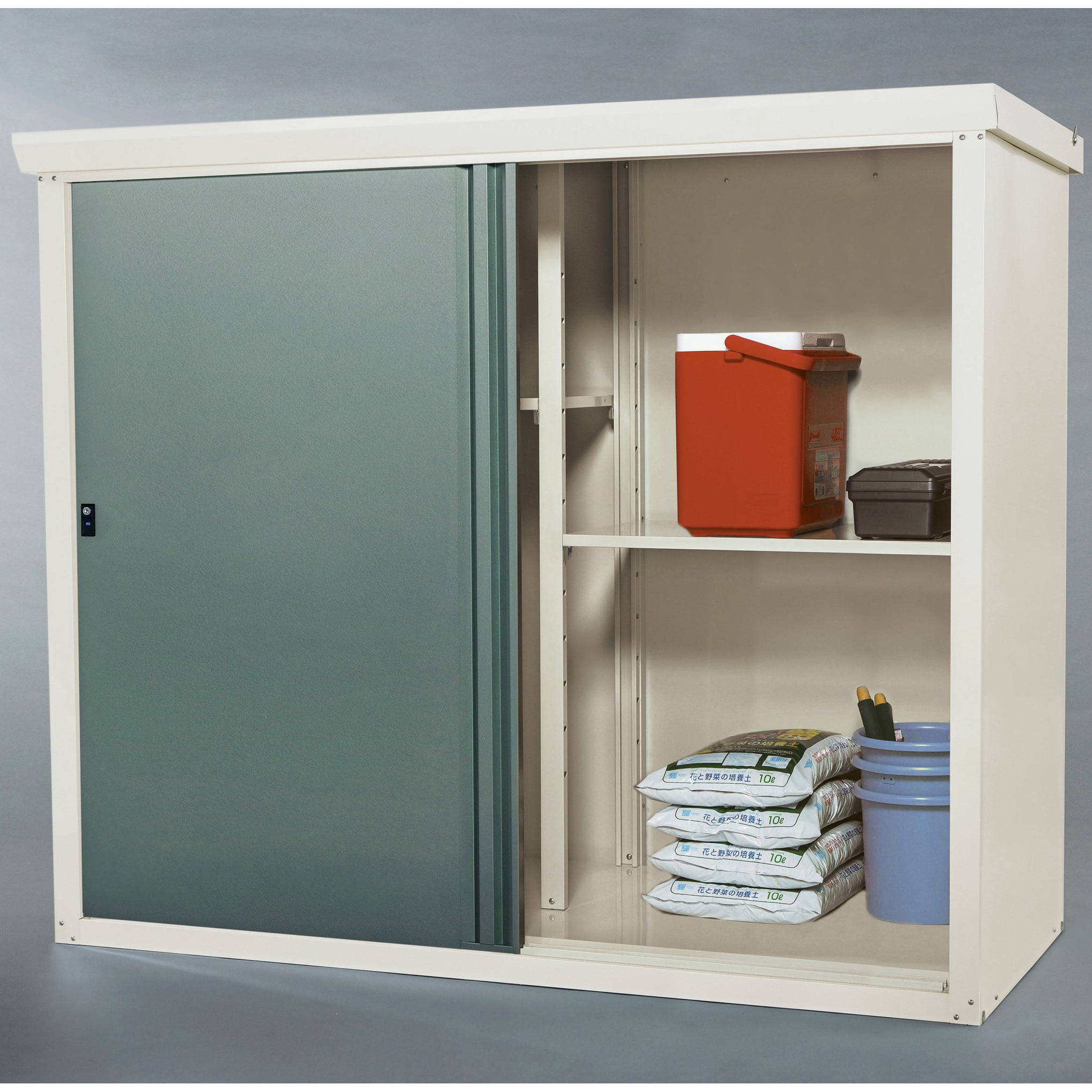 SRM-1815 ファミリー物置ダシーレ グリーンライフ グリーン色 引き戸  