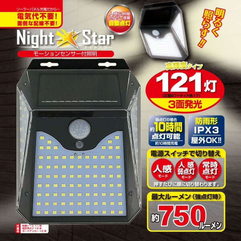 30683 人感センサーライト ソーラーパネル付 トレードワン 屋外 光源