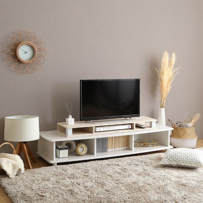 FMD-110-WHW さわやかなモニター台110cm幅 ホームテイスト ホワイトウォッシュ色 間口1103mm  FMD-110-WHW