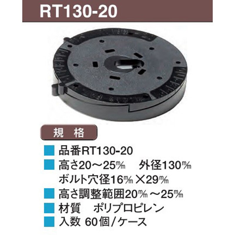 リレベル 水平ワンタッチ基礎パッキン 外径130mm高さ20～25mm 1箱(60個)